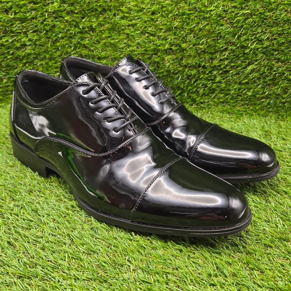 Stacy Adams Gala Cap Toe Oxford Patent Dress Shoes Black Men's SIZE 9